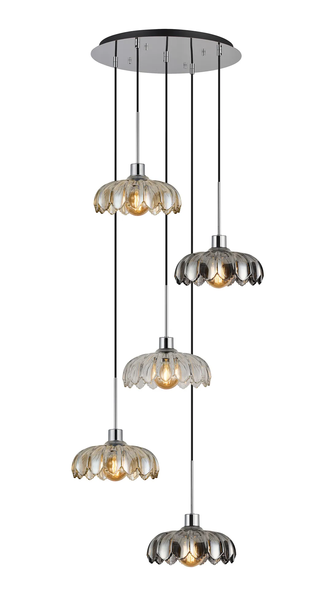 Lori Polished Chrome Ceiling Lights Deco Multiple Pendant Lori Polished Chrome Ceiling Lights Deco Multiple Pendant